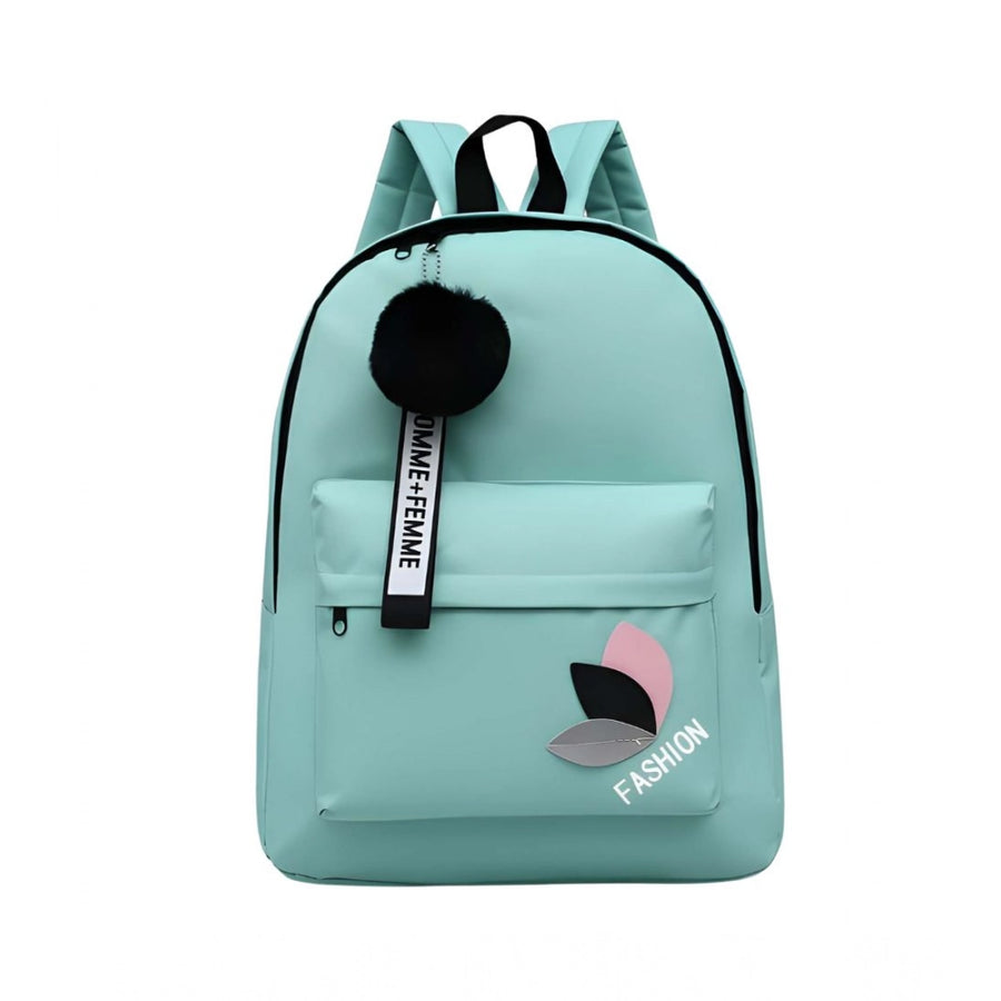 Generic Unisex PU Leather Solid Medium Zipper Backpack (Green)