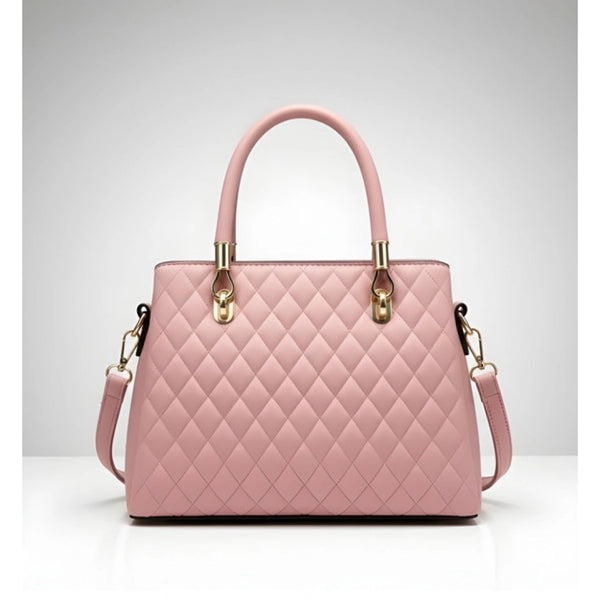 Generic Women's PU Leather Solid Shoulder Zipper Handbag (Pink)
