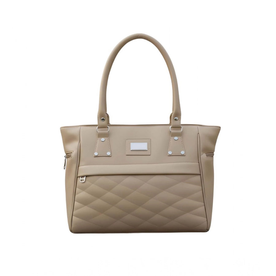 Generic Women's PU Leather Solid Shoulder Zipper Handbag (Beige)